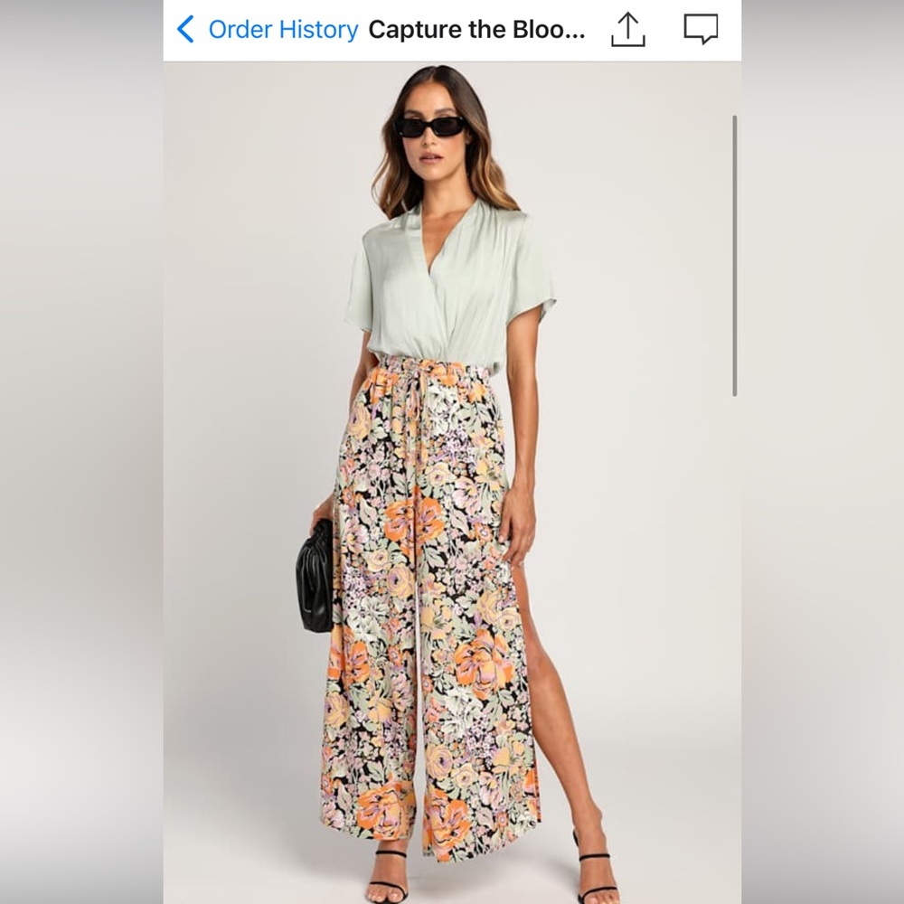 Capture the Bloom floral print wide leg pants